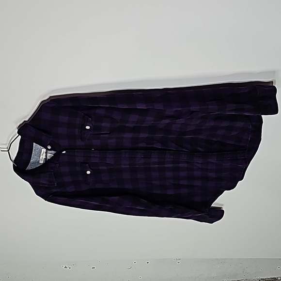 Tailor vintage large purple and black plaid button down long sleeve shirt - Picture 2 of 5